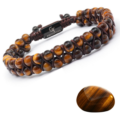 Men's TIGER EYE Double Bead Bracelet