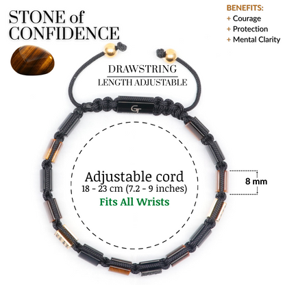 Men's TIGER EYE, BLACK ONYX Flat bead Bracelet