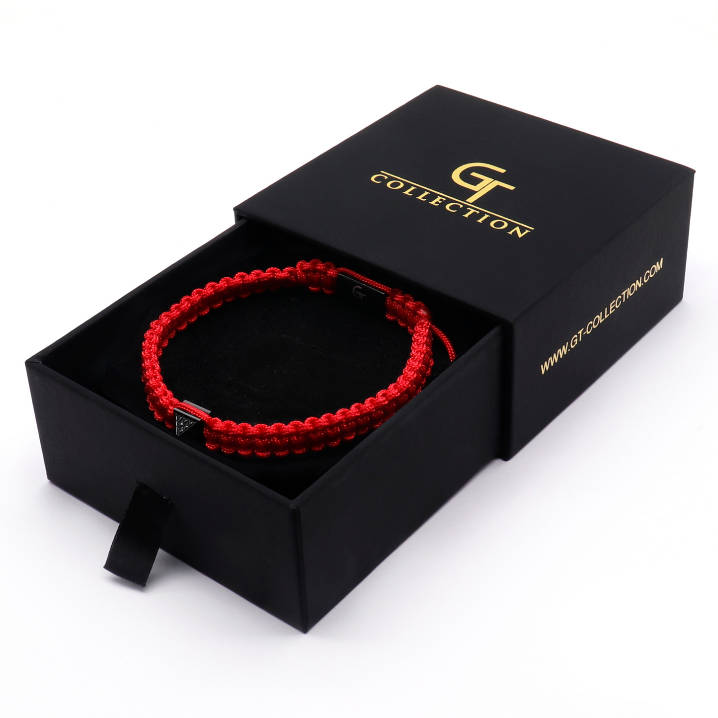 Men's Red Bracelet - Black Pyramid with Zircon