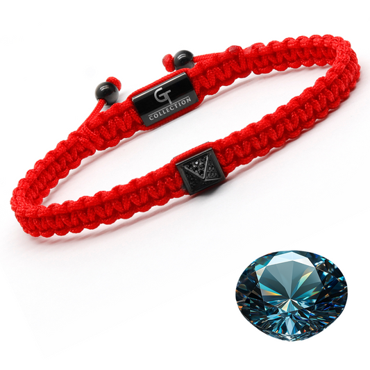 Men's Red Bracelet - Black Pyramid with Zircon