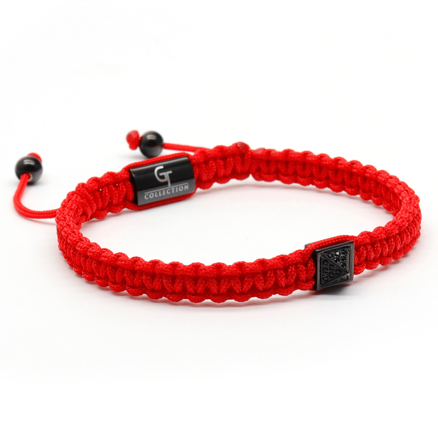 Men's Red Bracelet - Black Pyramid with Zircon