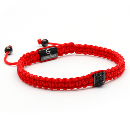 Men's Red Bracelet - Black Pyramid with Zircon