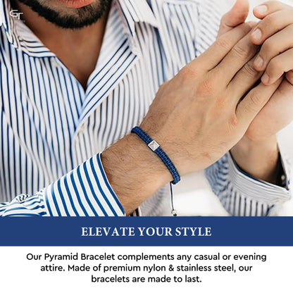 Men's Blue Bracelet - Silver Pyramid with Zircon