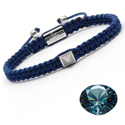 Men's Blue Bracelet - Silver Pyramid with Zircon