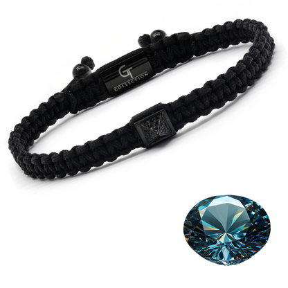 Men's Black Pyramid Bracelet with Zircon