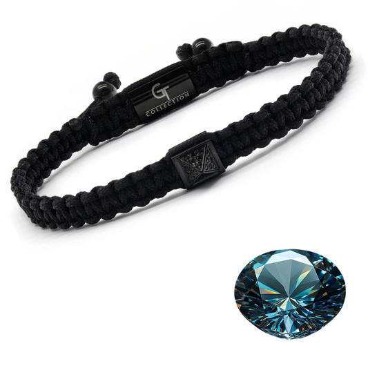 Men's Black Pyramid Bracelet with Zircon
