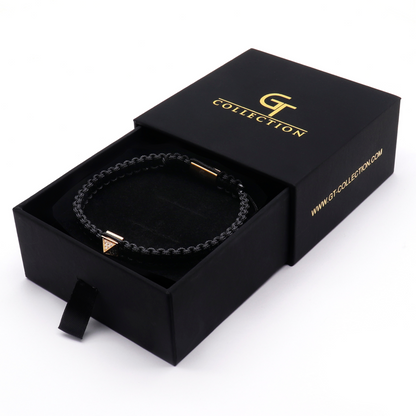 Men's Golden Pyramid Bracelet with Zircon
