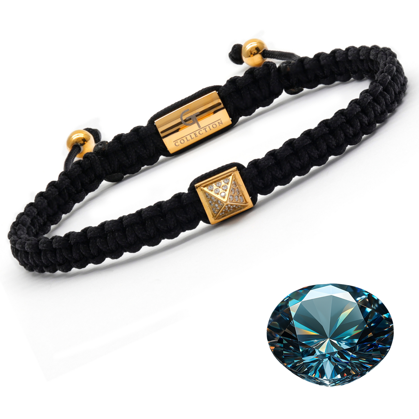 Men's Golden Pyramid Bracelet with Zircon