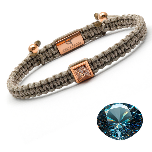 Men's Rose Gold Pyramid Bracelet with Zircon