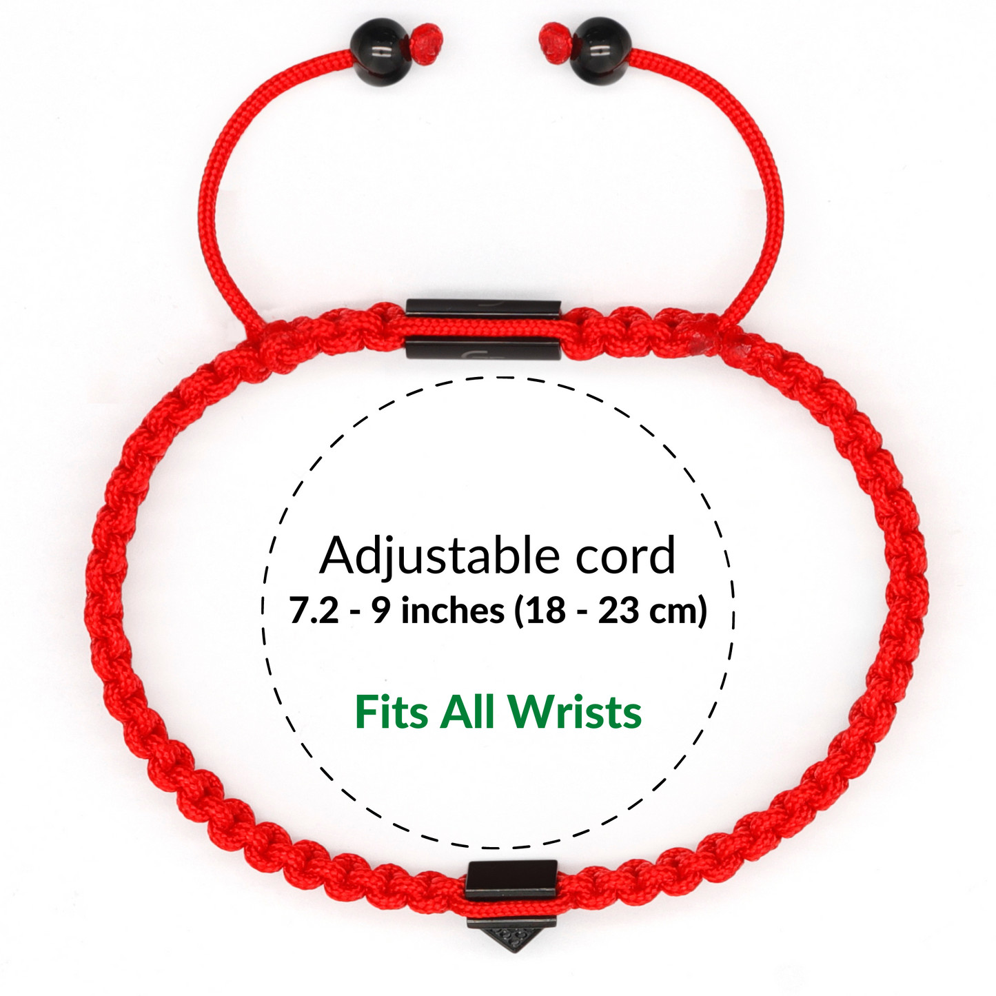 Men's Red Bracelet - Black Pyramid with Zircon