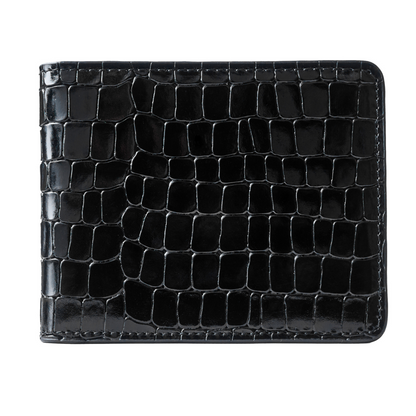 Men's Croc-Print Wallet - Black Genuine Leather