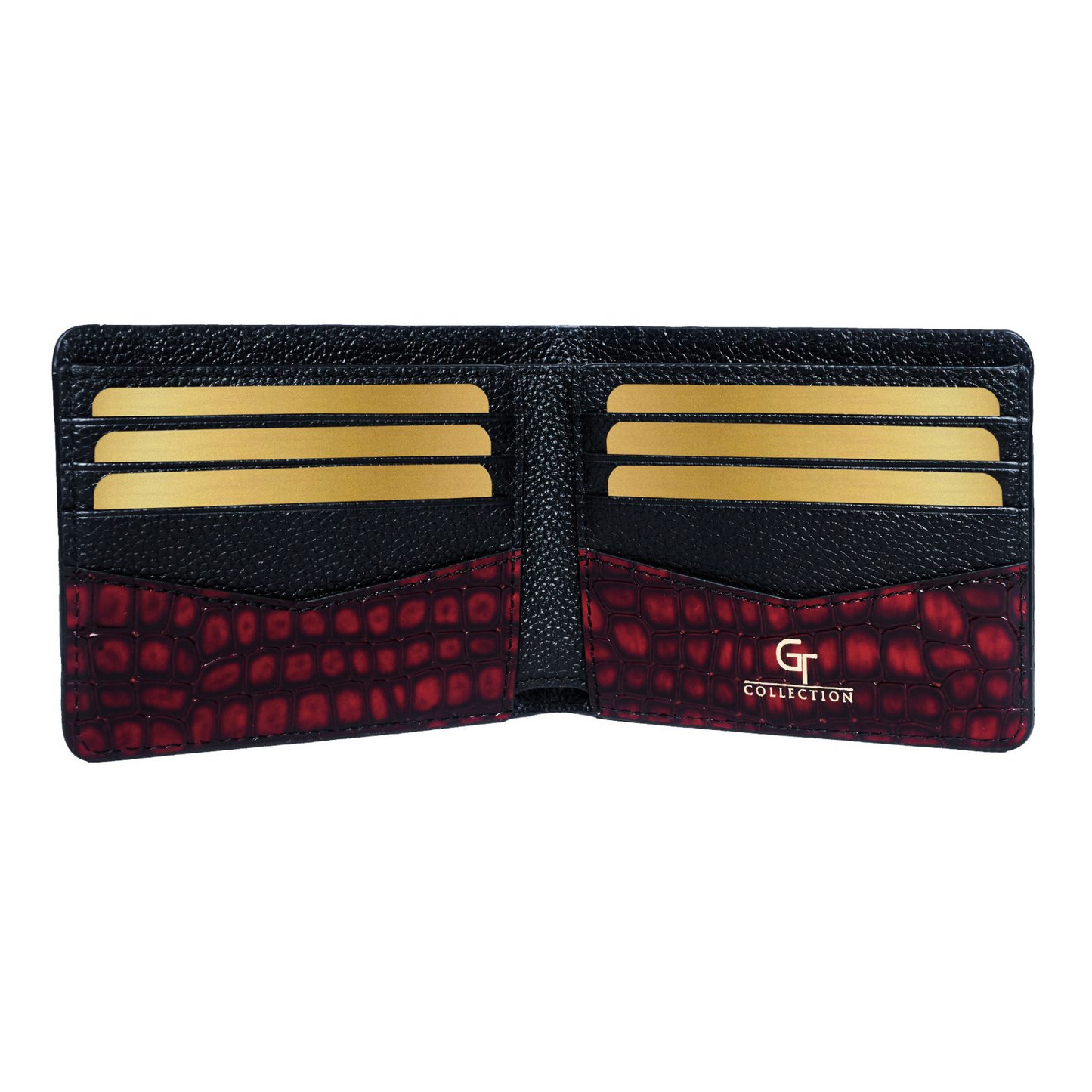 Men's Croc-Print Wallet - Red Genuine Leather