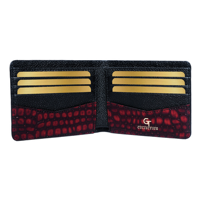 Men's Croc-Print Wallet - Red Genuine Leather