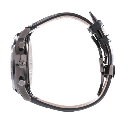 Men's Watch - Black Leather Strap - Black Watch Face