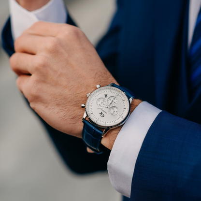 Elegant Men's Watch Blue + Free Bergamot Perfume - Gift Set