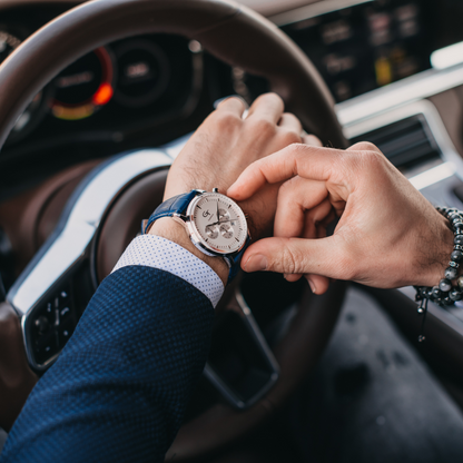 Elegant Men's Watch Blue + Free Bergamot Perfume - Gift Set