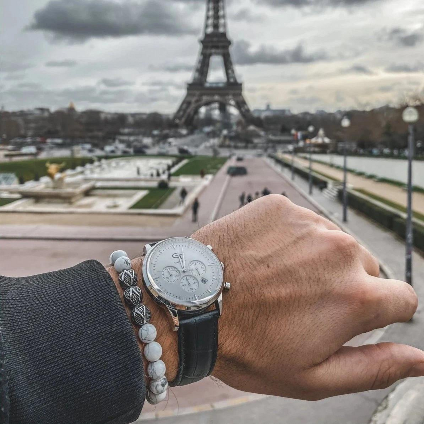 Elegant Men's Watch White + Free Bergamot Perfume - Gift Set