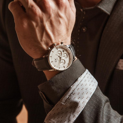 Elegant Men's Watch White + Free Bergamot Perfume - Gift Set