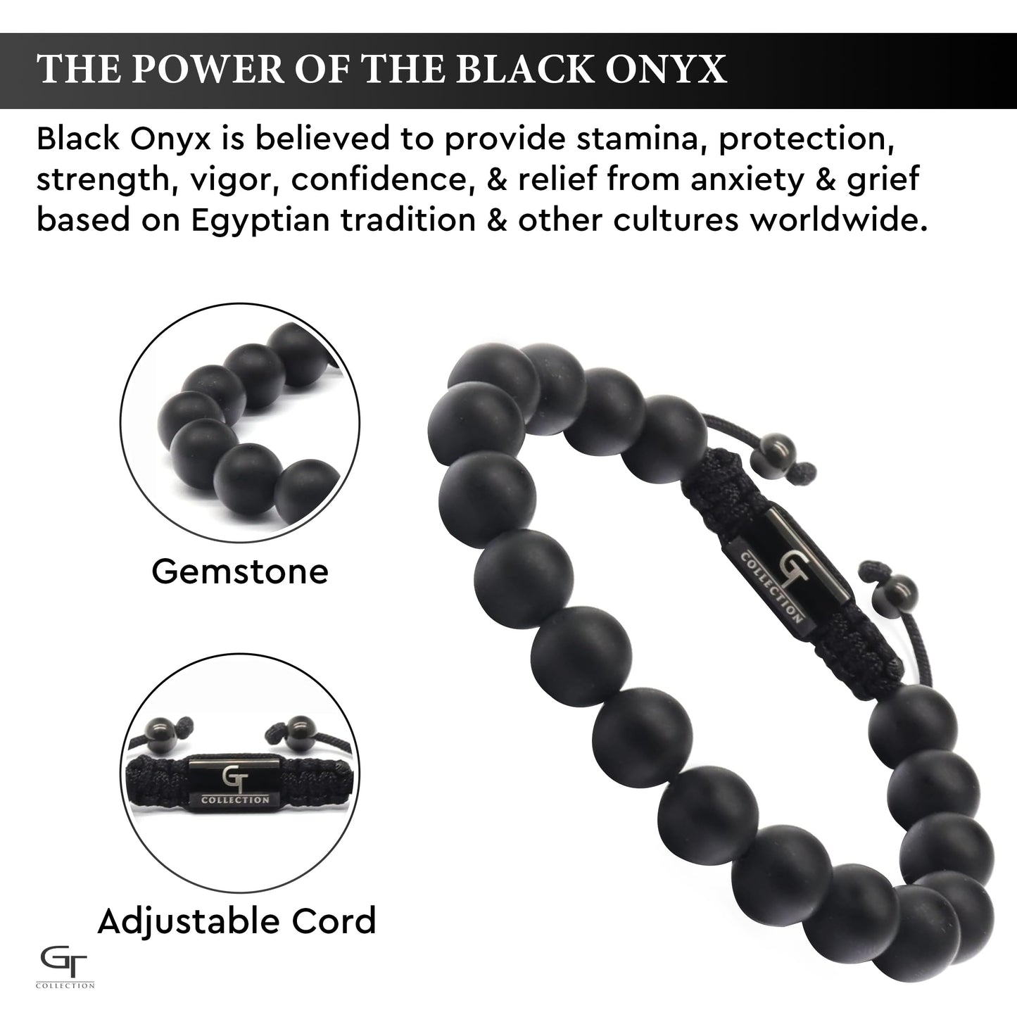 Men's BLACK ONYX Beaded Bracelet