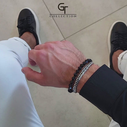 Men's BLACK ONYX Faceted Bracelet