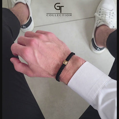 Men's Golden Pyramid Bracelet with Zircon