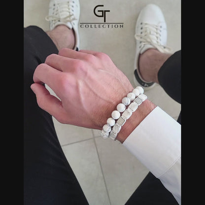 Men's HOWLITE Flat bead Bracelet