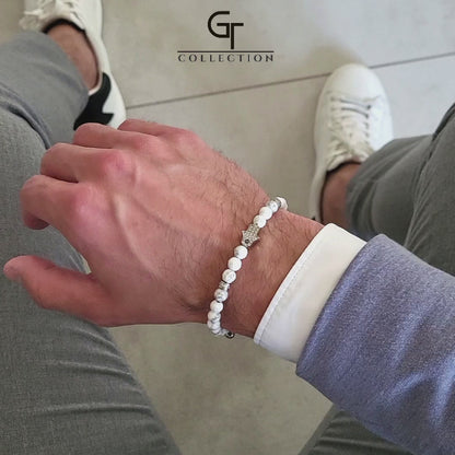 Men's HOWLITE Bracelet with Silver HAMSA Hand