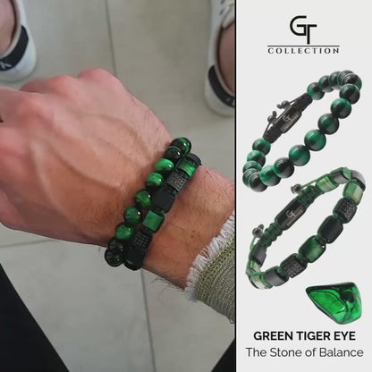 SET DA 2 BRACCIALETTI - OCCHIO DI TIGRE VERDE - Set Balance