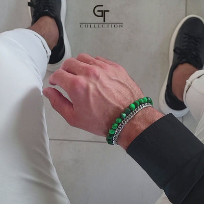 Men's GREEN TIGER EYE Faceted Bracelet