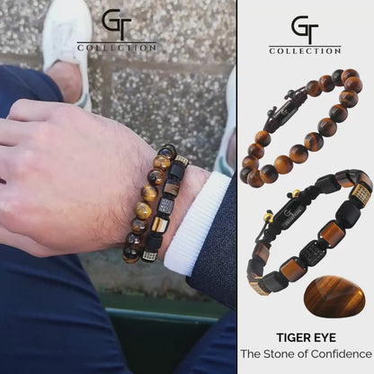 2 PIECE SET - TIGER EYE Bracelets - The Confidence Set