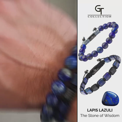 2-TEILIGES SET – LAPISLAZULI-Armbänder – Das Weisheitsset