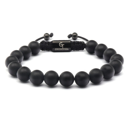 2 PIECE SET - BLACK ONYX Single Bead Bracelet And Flatbead Bracelet