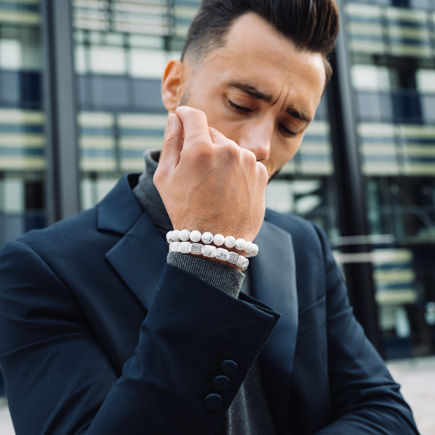 Men's HOWLITE Flat bead Bracelet