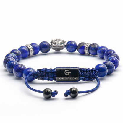 Men's LAPIS LAZULI Bracelet With Silver LEOPARD Head