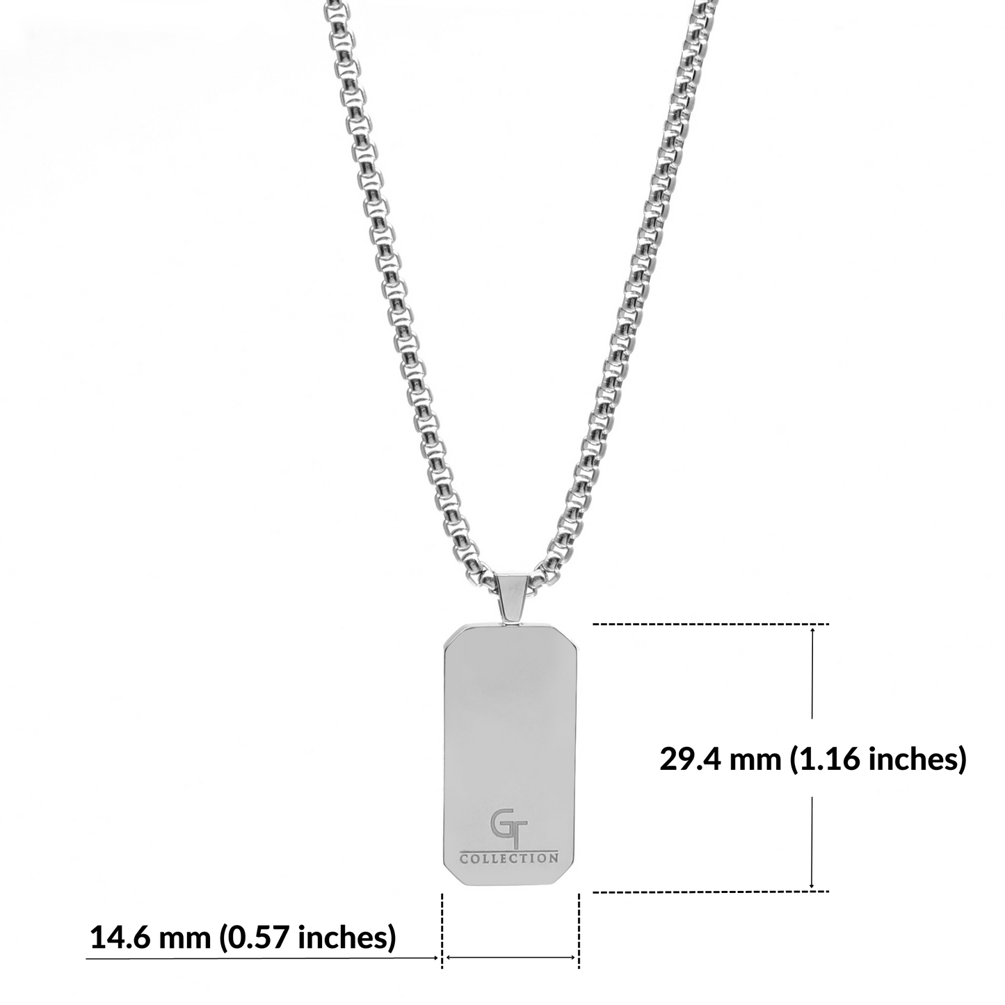 Collana in argento con pendente rettangolare in howlite
