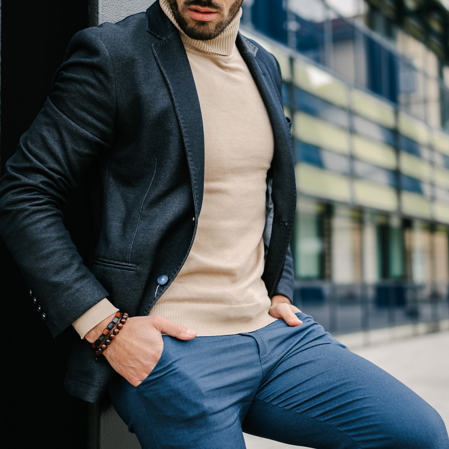 Men's RED TIGER EYE, BLACK ONYX Flat bead Bracelet