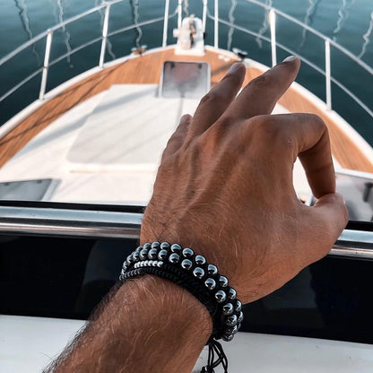 Men's HEMATITE Beaded Bracelet - Irony Gemstones - GT collection