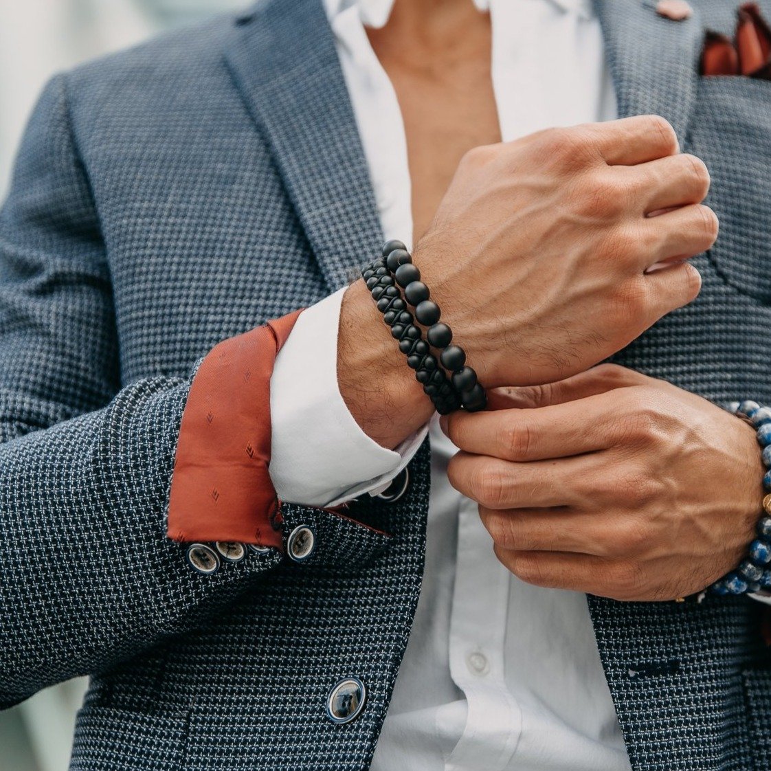 Men's MATTE ONYX Double Bead Bracelet - Black Gemstones - GT collection
