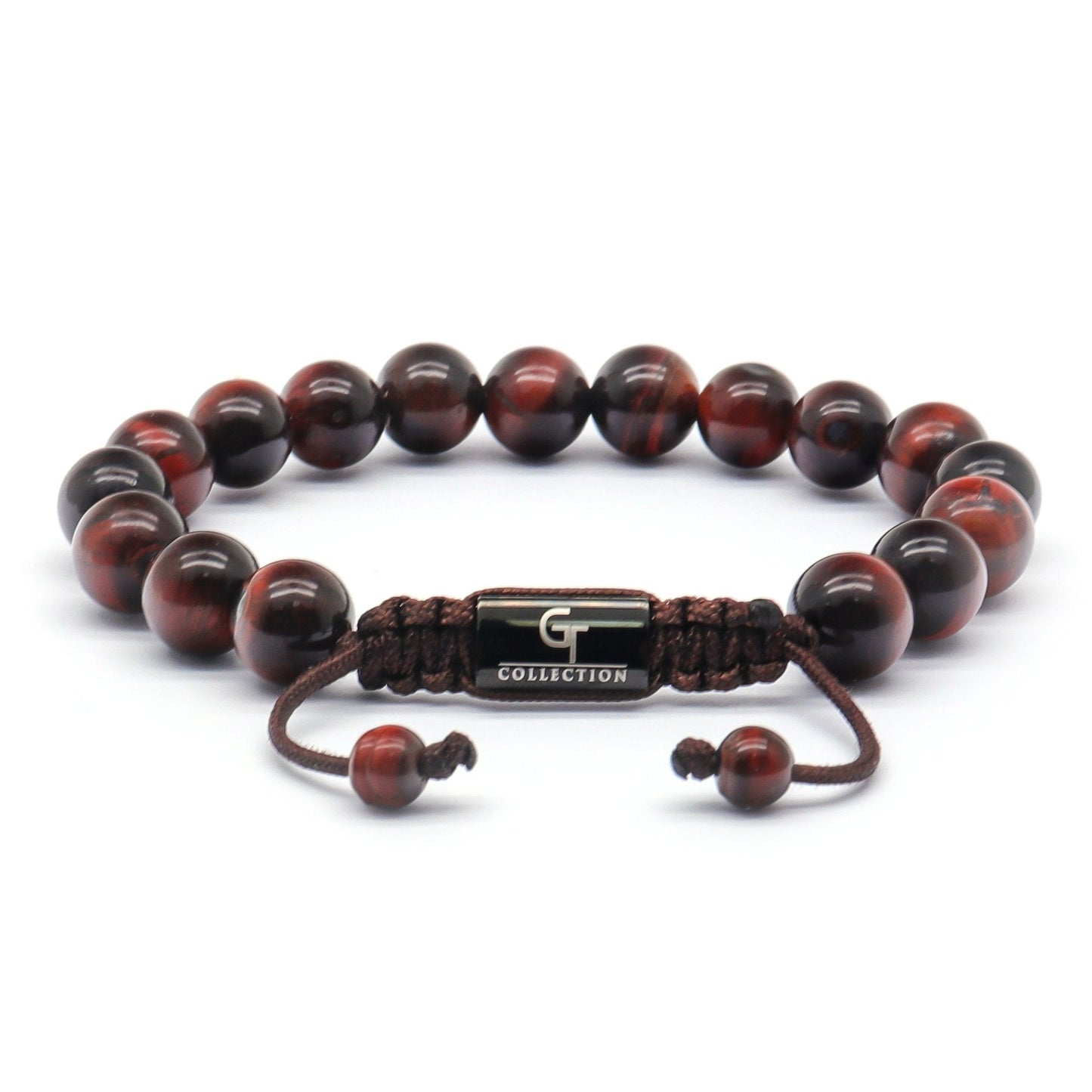 Bracelet - Men's RED TIGER EYE Beaded Bracelet - Red Gemstones