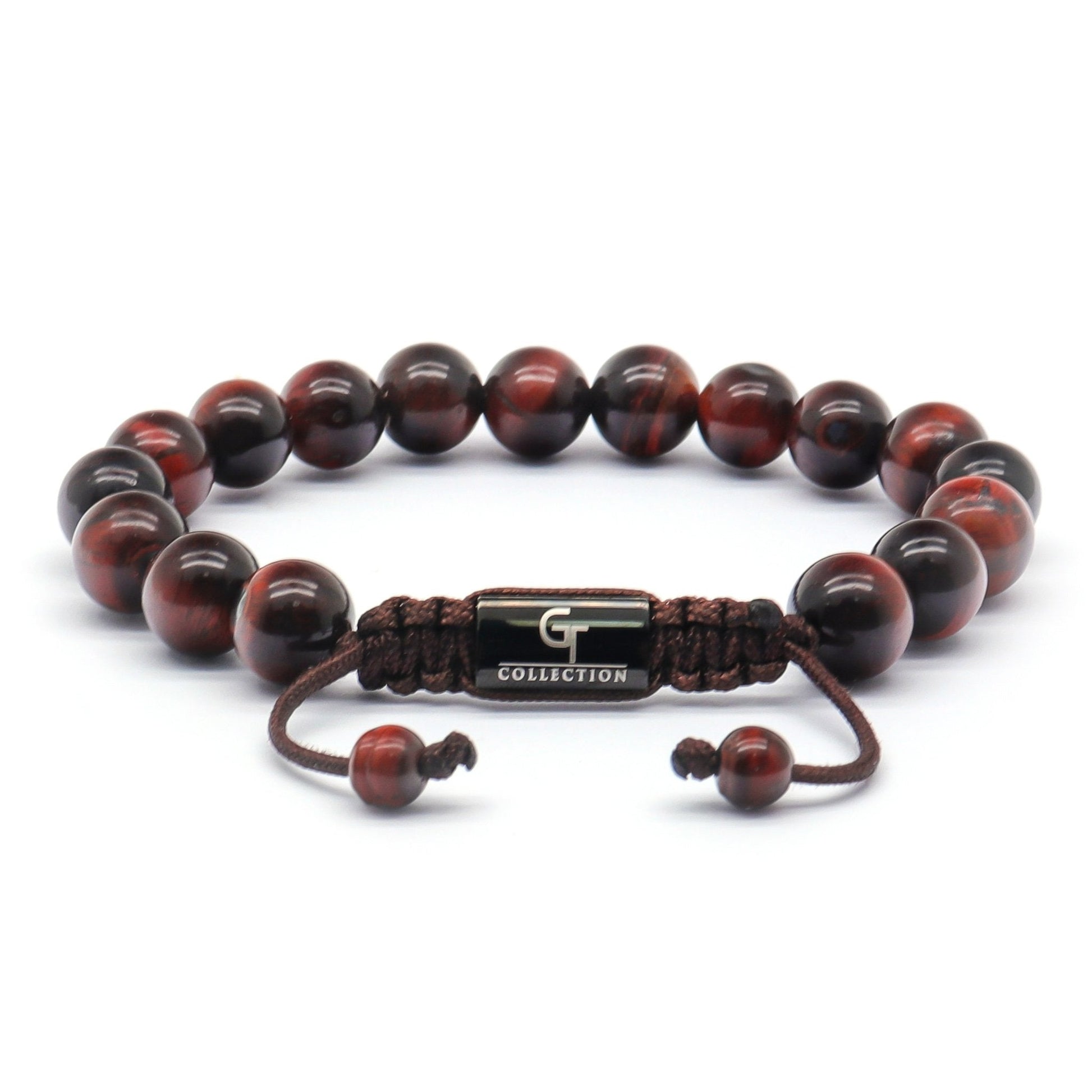 Bracelet - Men's RED TIGER EYE Beaded Bracelet - Red Gemstones