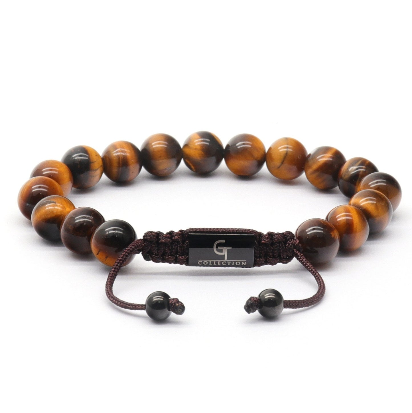 Bracelet - Men's TIGER EYE Beaded Bracelet - Brown Gemstones