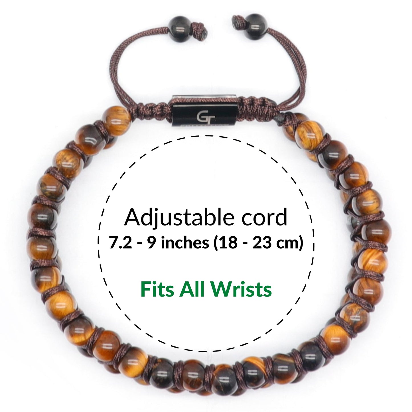 Bracelet - Men's TIGER EYE Double Bead Bracelet - Brown Stones