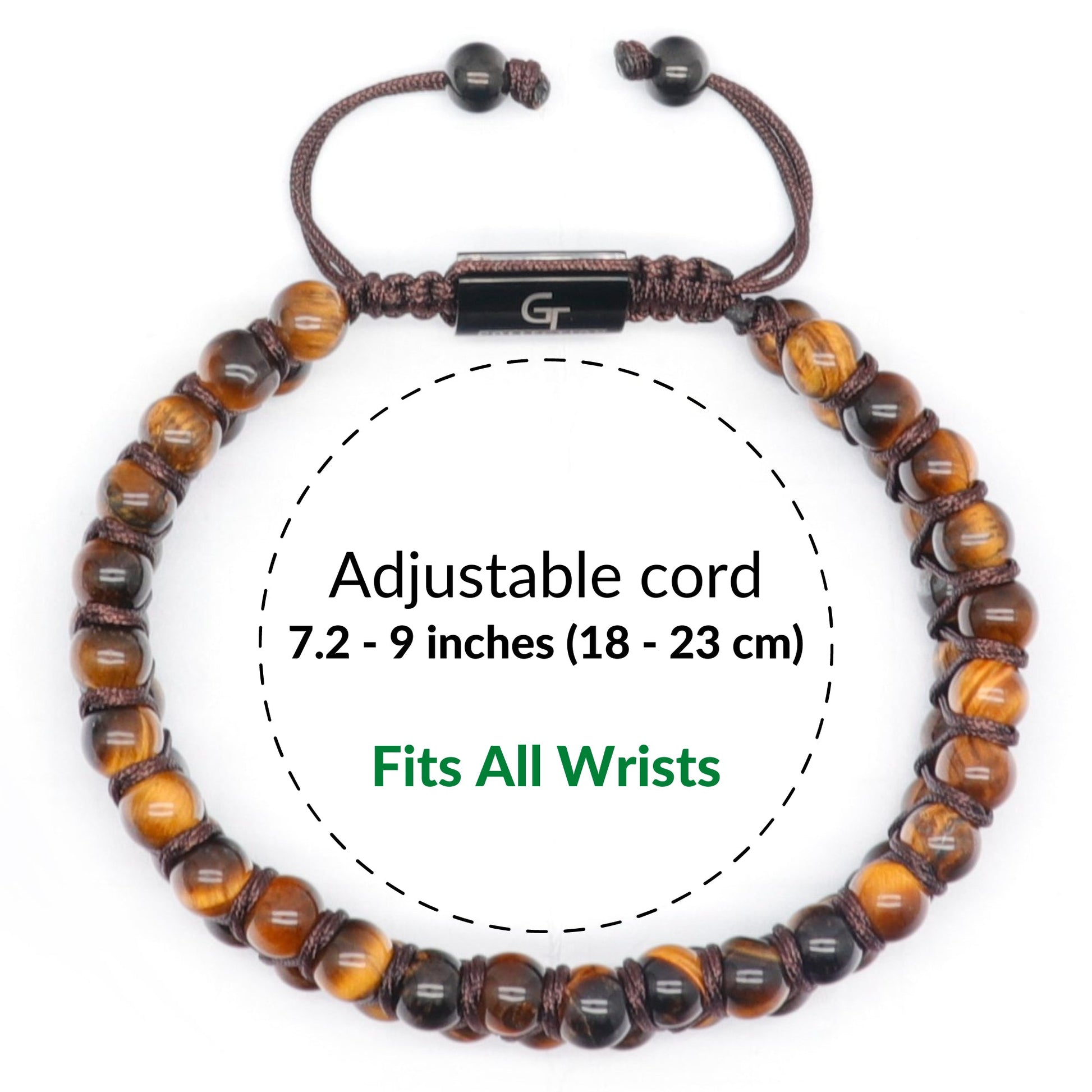 Bracelet - Men's TIGER EYE Double Bead Bracelet - Brown Stones